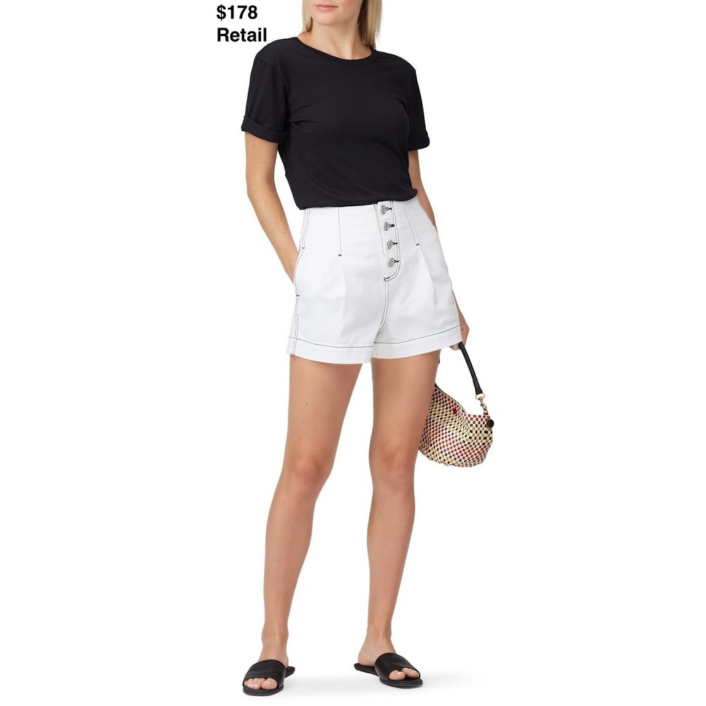 JOIE Tylar Denim Shorts Size 4 White Contrast Stitch High-Rise Button-Fly Casual